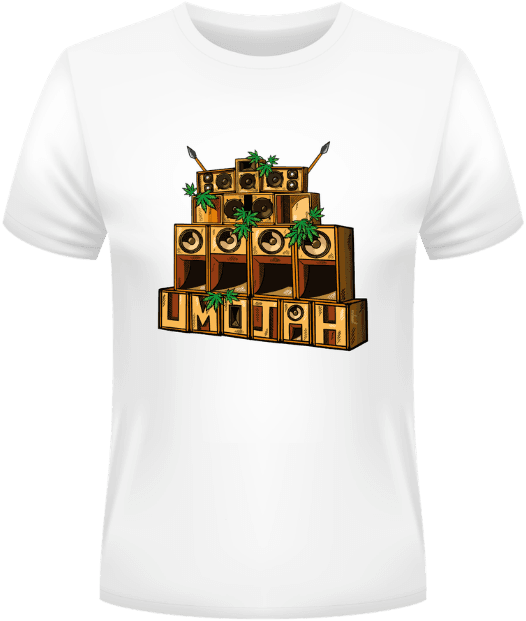 Herby Stackz t-shirt, white with the Umojah stack print