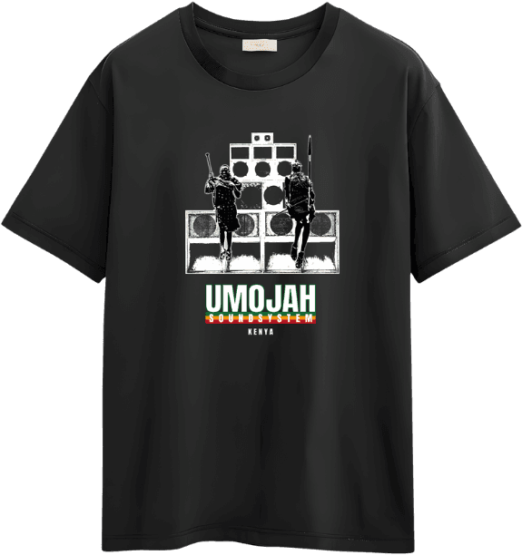 Warrior Stackz t-shirt, black with the Umojah stack print